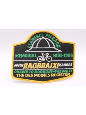 1983 Clarence Pickard Memorial Ride Cycle Patch Ragbrai XI Karras Register Iowa